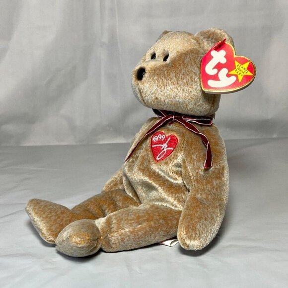 Ty Beanie Baby 1999 Signature Bear Retire P.E. Pellets Tag Errors MWMT Rare Vtg - Picture 3 of 13